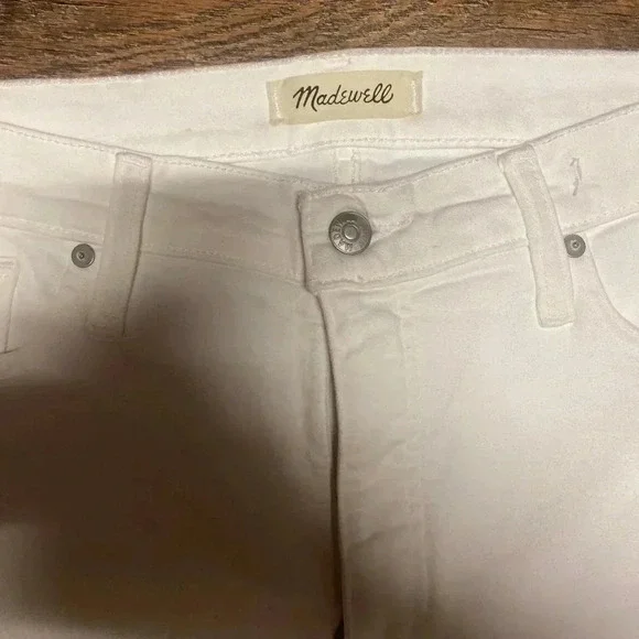 Madewell NWOT White Lightly Distressed High Rise Cropped Skinny Jeans Size 32P - Picture 3 of 8
